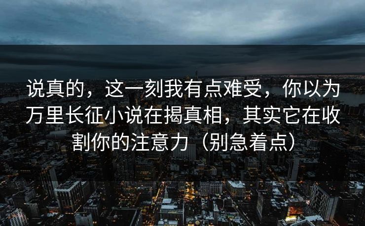 说真的，这一刻我有点难受，你以为万里长征小说在揭真相，其实它在收割你的注意力（别急着点）