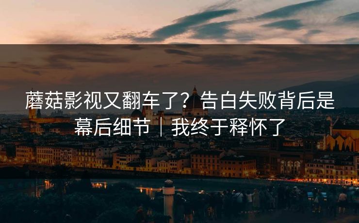 蘑菇影视又翻车了？告白失败背后是幕后细节｜我终于释怀了